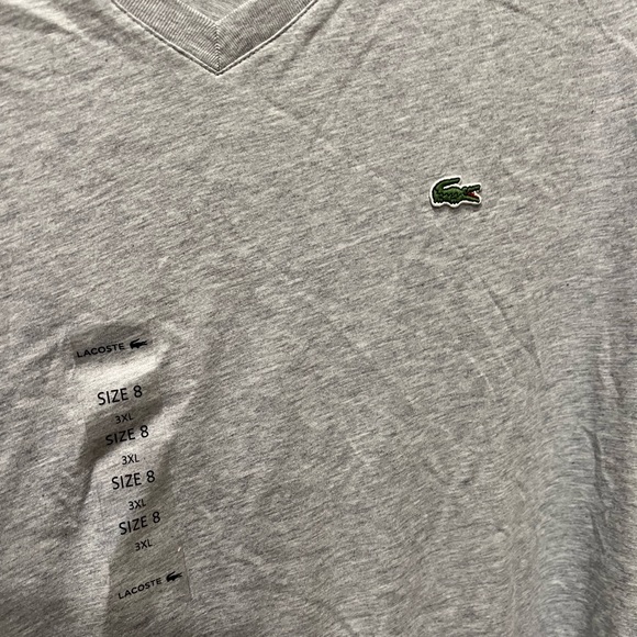 NWT LaCoste size 8 XXL heather gray v neck shirt - Picture 4 of 9